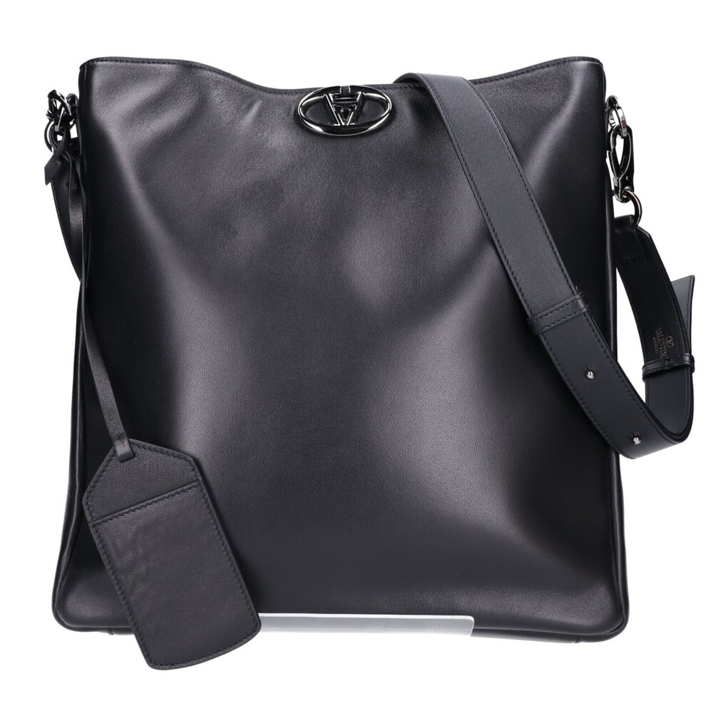 VALENTINO 5Y0B0C95XSK V-logo Locker Lambskin Leather Shoulder Bag, Black with...